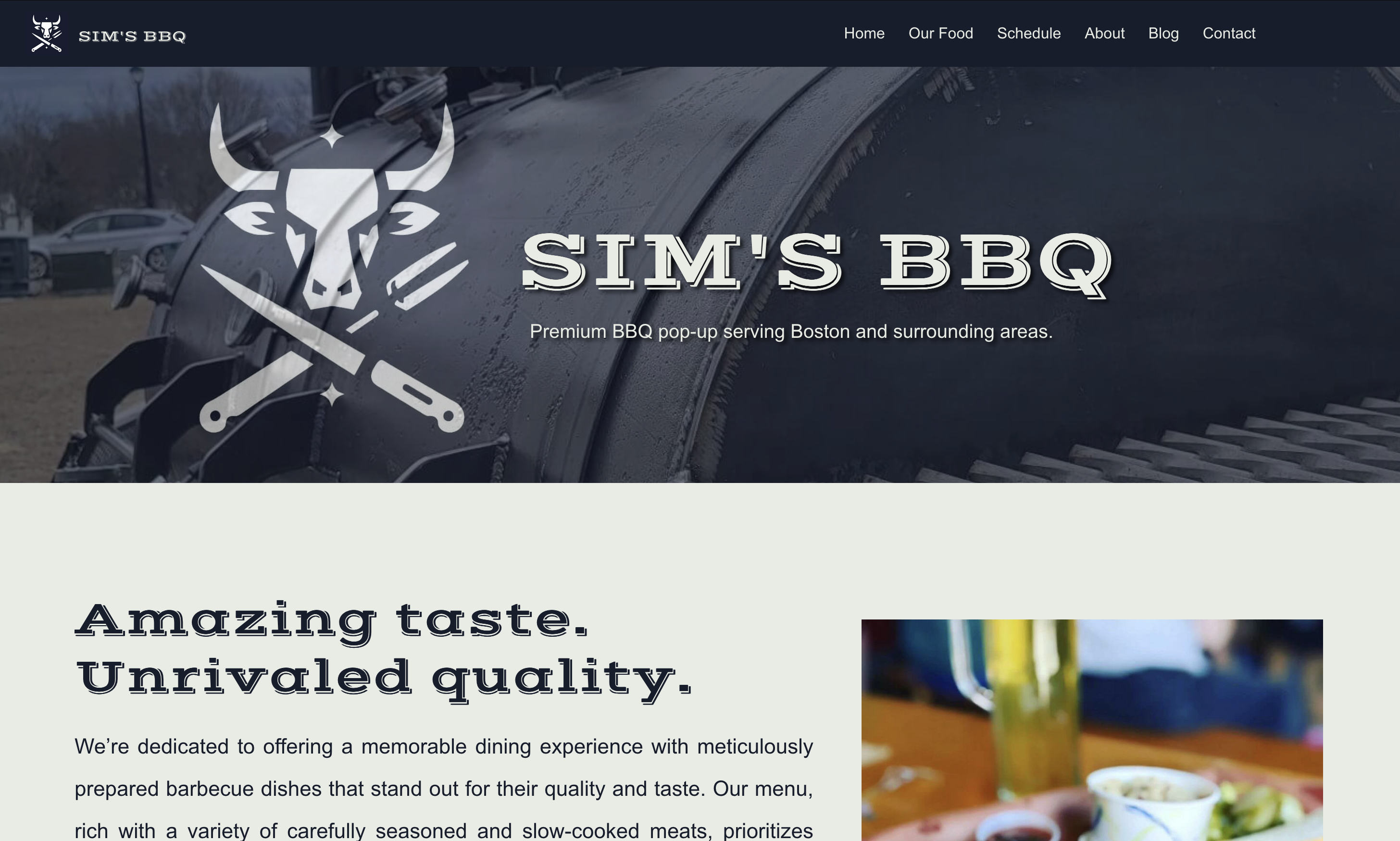 Sim's BBQ website preview